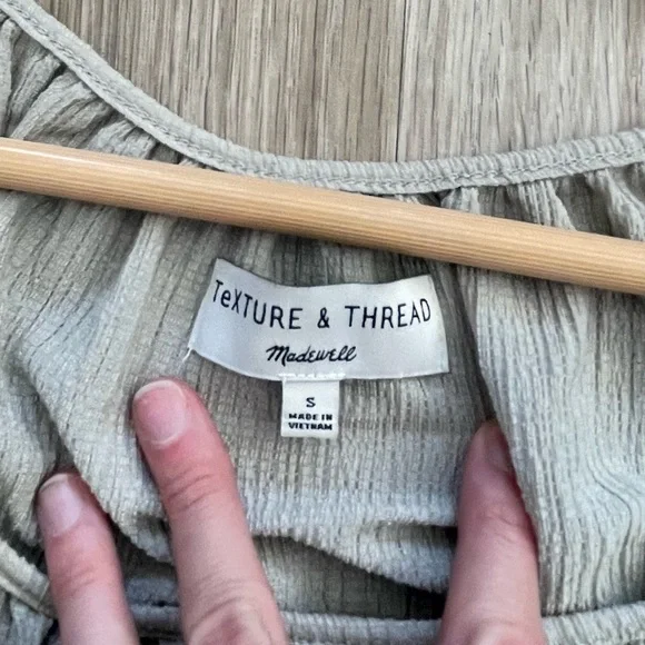 Madewell Sage Green Peasant Short-Sleeve Top Small - Picture 2 of 5